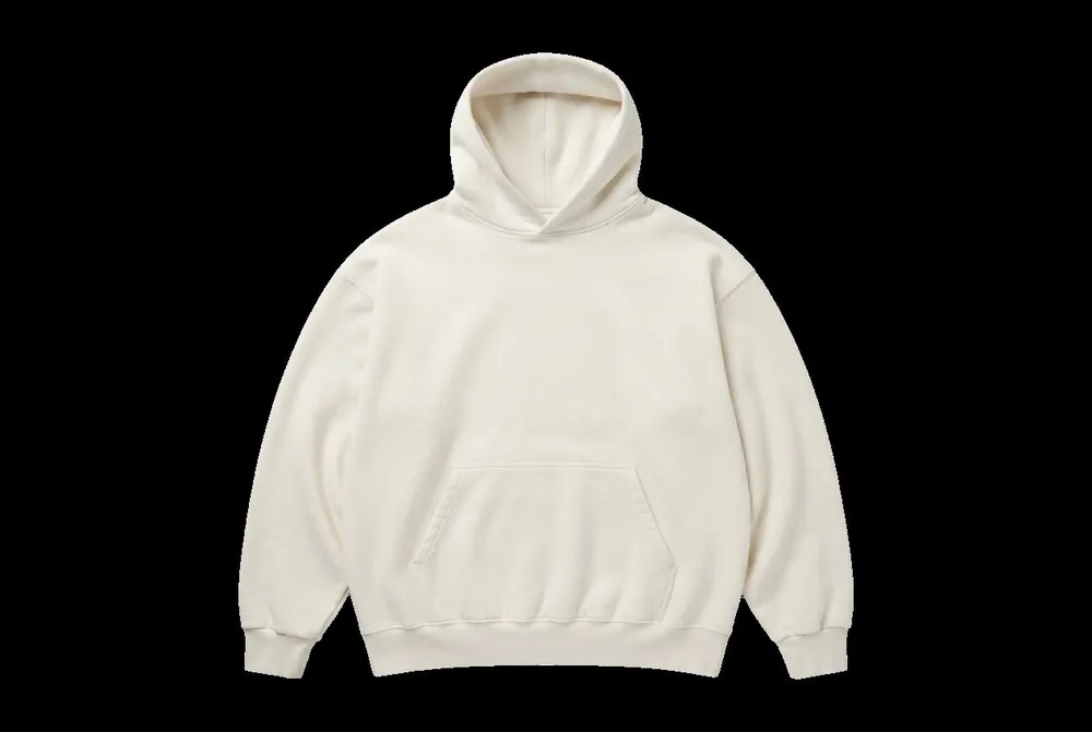 A plain cream hoodie ready for a design